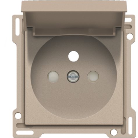Set de finition pour prise de courant avec clapet, broche de terre et obturateurs de protection, profondeur d’encastrement de 28,5 mm, couleur champagne coated