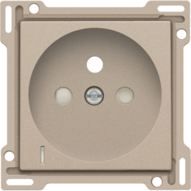 Set de finition avec voyant transparent pour prise de courant avec indication de tension, broche de terre et obturateurs de protection, profondeur d'encastrement de 28,5 mm, couleur champagne coated