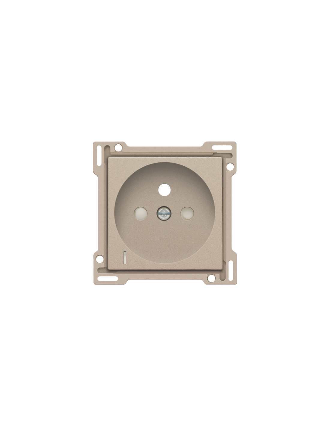 Set de finition avec voyant transparent pour prise de courant avec indication de tension, broche de terre et obturateurs de protection, profondeur d'encastrement de 28,5 mm, couleur champagne coated