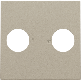 Set de finition avec 2 connexions coaxiales simples pour TV et FM, couleur champagne coated