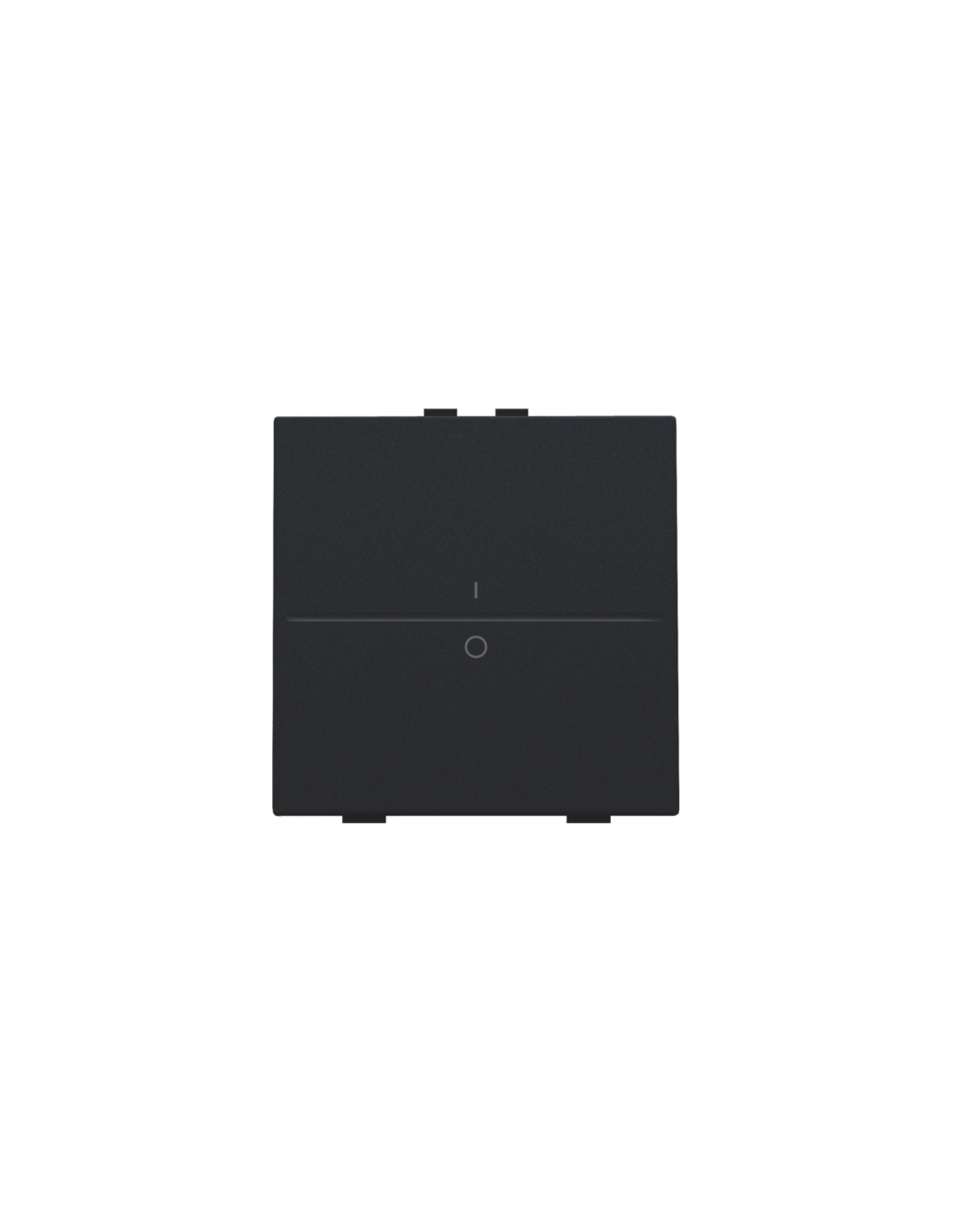 Touche simple avec marquage I et 0 pour interrupteur sans fil ou bouton-poussoir à deux boutons de command, couleur black coated