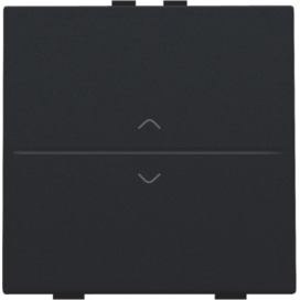 Touche simple avec flèches vers le haut et vers le bas pour interrupteur sans fil ou bouton-poussoir à 2 boutons de commande, couleur black coated