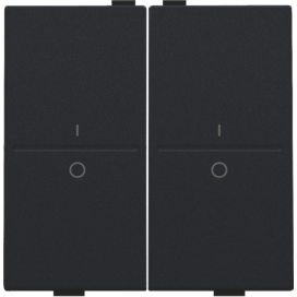 Touche double avec marquage I et 0 pour interrupteur sans fil ou bouton-poussoir à 4 boutons de commande, couleur black coated