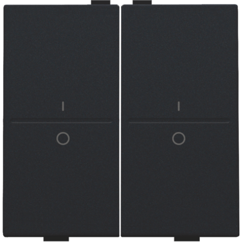 Touche double avec marquage I et 0 pour interrupteur sans fil ou bouton-poussoir à 4 boutons de commande, couleur black coated