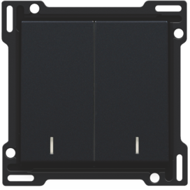 Set de finition avec double voyant pour interrupteur double allumage, interrupteur va-et-vient + bouton-poussoir N.O., interrupteur va-et-vient double ou bouton-poussoir double N.O. ou N.F., couleur black coated