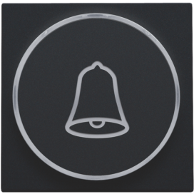 Set de finition avec anneau transparent avec symbole sonnette pour bouton-poussoir 6 A avec LED couleur ambre avec culot E10, couleur black coated