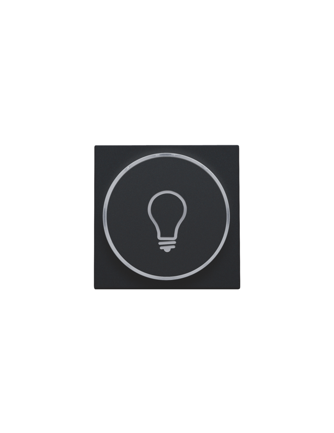 Set de finition avec anneau transparent avec symbole lampe pour bouton-poussoir 6 A avec LED couleur ambre avec culot E10, couleur black coated