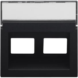 Enjoliveur data 2x RJ sortie oblique, couleur black coated