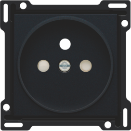 Set de finition pour prise de courant avec broche de terre et obturateurs de protection, profondeur d’encastrement de 21 mm, couleur black coated