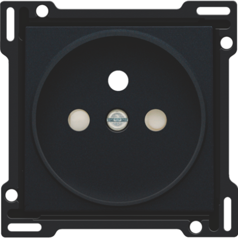 Set de finition pour prise de courant avec broche de terre et obturateurs de protection, profondeur d’encastrement de 21 mm, couleur black coated