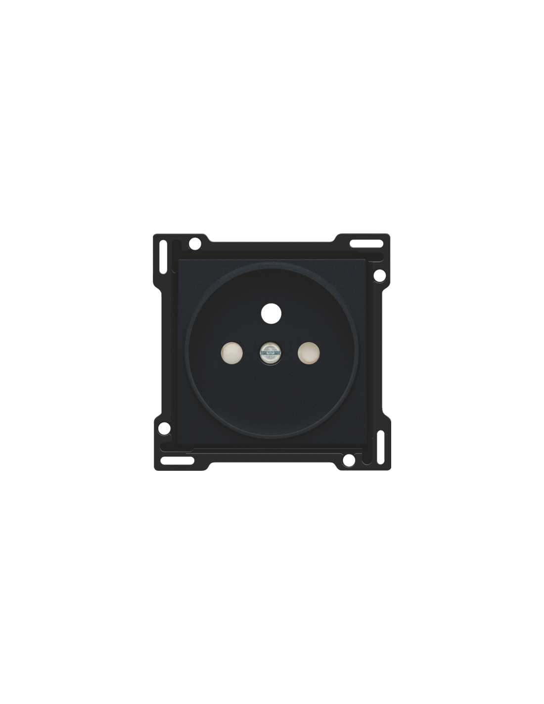 Set de finition pour prise de courant avec broche de terre et obturateurs de protection, profondeur d’encastrement de 21 mm, couleur black coated