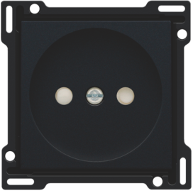 Set de finition pour prise de courant sans terre, avec obturateurs de protection, profondeur d’encastrement de 21 mm, couleur black coated