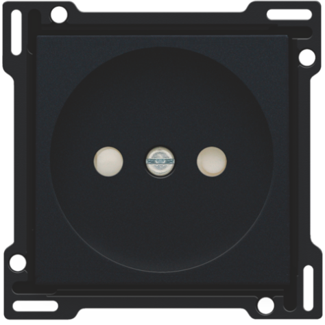 Set de finition pour prise de courant sans terre, avec obturateurs de protection, profondeur d’encastrement de 21 mm, couleur black coated
