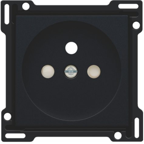 Set de finition pour prise de courant avec broche de terre et obturateurs de protection, profondeur d’encastrement de 28,5 mm, couleur black coated