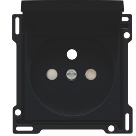 Set de finition pour prise de courant avec clapet, broche de terre et obturateurs de protection, profondeur d’encastrement de 28,5 mm, couleur black coated