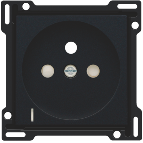 Set de finition avec voyant transparent pour prise de courant avec indication de tension, broche de terre et obturateurs de protection, profondeur d'encastrement de 28,5 mm, couleur black coated