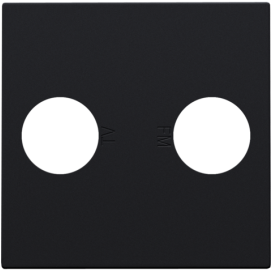Set de finition avec 2 connexions coaxiales simples pour TV et FM, couleur black coated