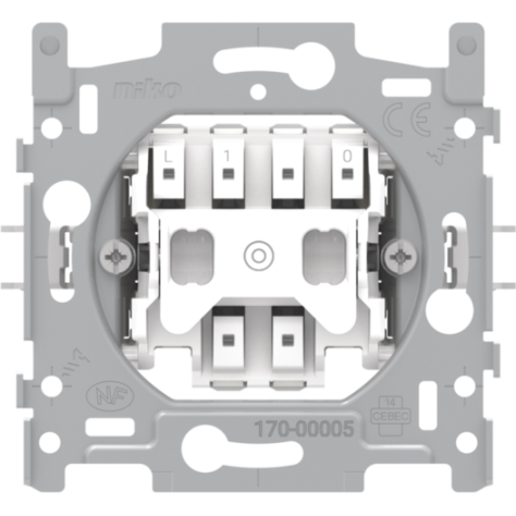 Socle pour bouton-poussoir N.O. avec 3 bornes de raccordement, 10 A/250 Vac, connexion rapide