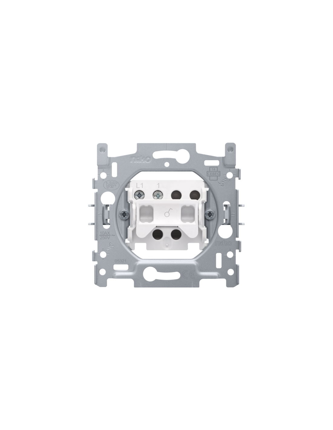 Socle pour interrupteur unipolaire ou interrupteur à témoin unipolaire, 10 AX/250 Vac, bornes à vis