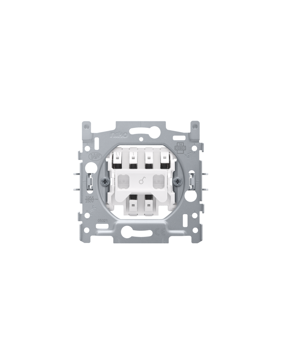 Socle pour interrupteur unipolaire ou interrupteur à témoin unipolaire, 10 AX/250 Vac, connexion rapide