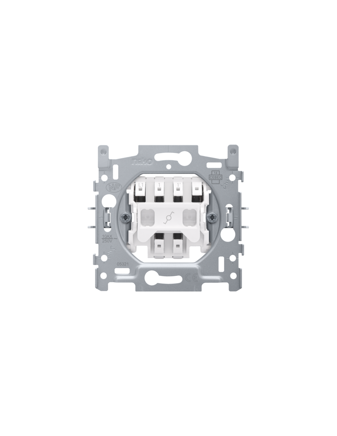 Socle pour un interrupteur va-et-vient ou un interrupteur à tirette va-et-vient, 10 AX/250 Vac, connexion rapide