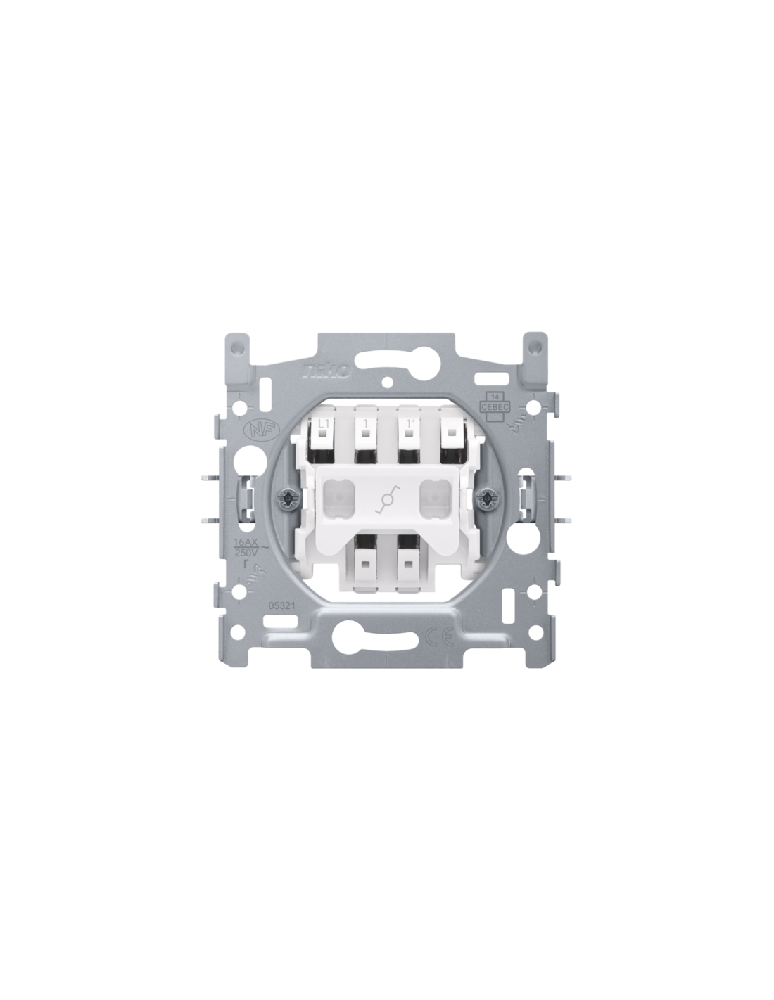 Socle pour un interrupteur va-et-vient ou un interrupteur à tirette va-et-vient, 16 AX/250 Vac, connexion rapide