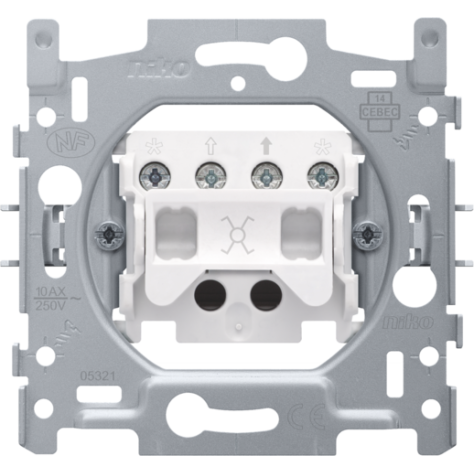 Socle pour un interrupteur permutateur ou un interrupteur à tirette permutateur, 10 AX/250 Vac, bornes à vis