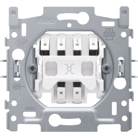 Socle pour un interrupteur permutateur ou un interrupteur à tirette permutateur, 10 AX/250 Vac, connexion rapide