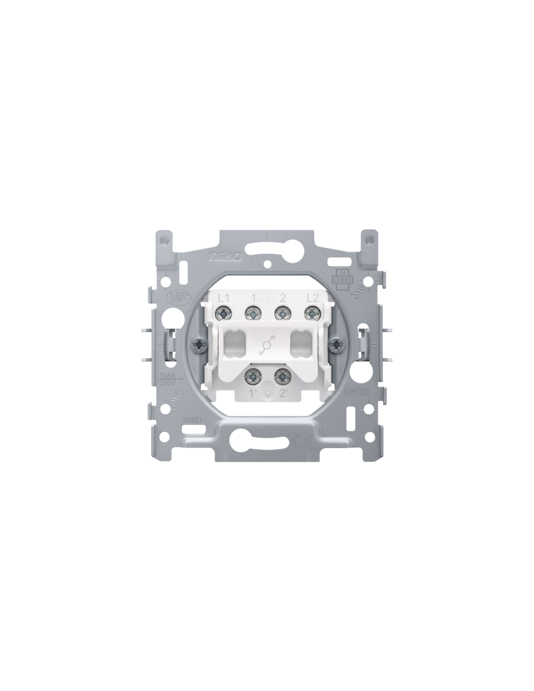 Socle pour interrupteur va-et-vient bipolaire, 10 AX/250 Vac, bornes à vis