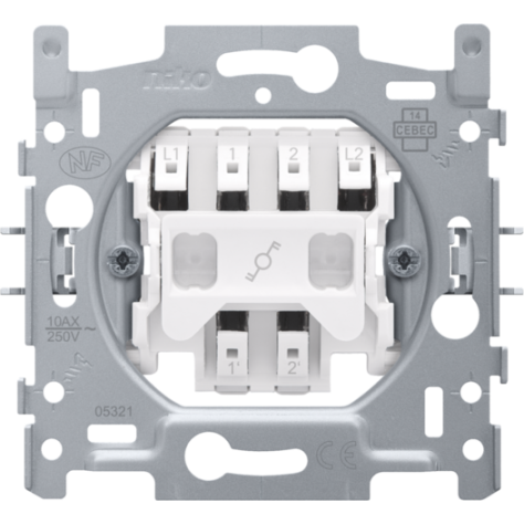 Socle pour interrupteur va-et-vient bipolaire, 10 AX/250 Vac, connexion rapide