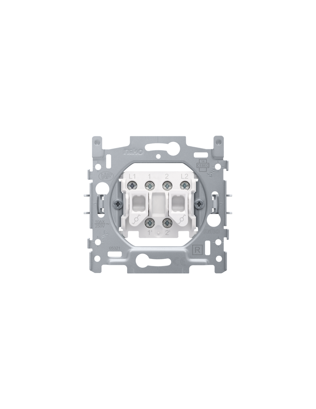 Socle pour interrupteur va-et-vient double, 10 AX/250 Vac, bornes à vis