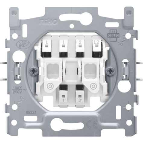 Socle pour bouton-poussoir double N.O. ou N.F., 10 A/250 Vac, connexion rapide