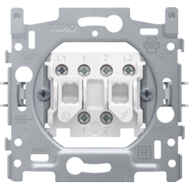 Socle pour interrupteur double : interrupteur va-et-vient et bouton-poussoir N.O. ou N.F., 10 AX/250 Vac, bornes à vis