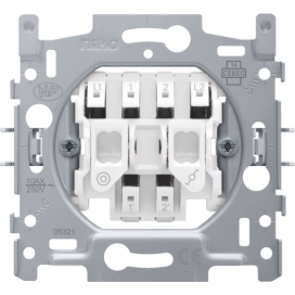 Socle pour interrupteur double : interrupteur va-et-vient et bouton-poussoir N.O. ou N.F., 10 AX/250 Vac, connexion rapide