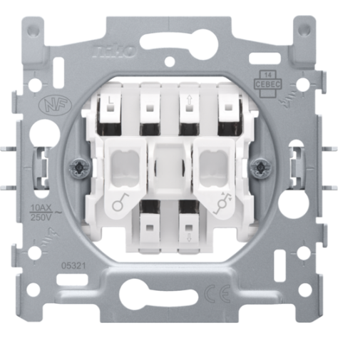 Socle pour interrupteur pour volets, verrouillage électrique, 10 AX/250 Vac, connexion rapide