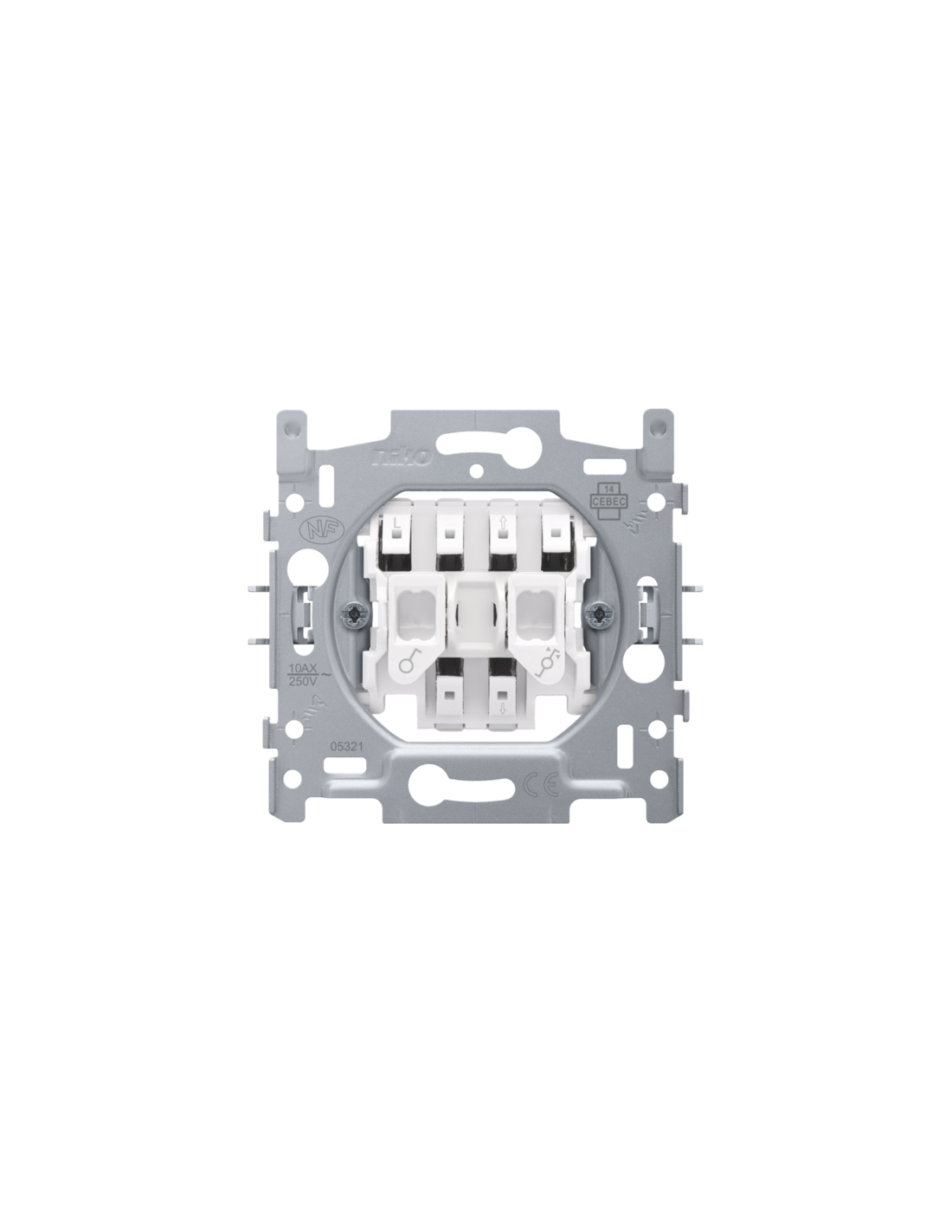 Socle pour interrupteur pour volets, verrouillage électrique, 10 AX/250 Vac, connexion rapide
