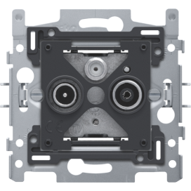 Socle pour 2 connexions coaxiales simples pour TV et FM et une connection satellite, fixation par griffes