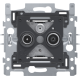 Socle pour 2 connexions coaxiales simples pour TV et FM et une connection satellite, fixation par griffes