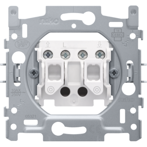 Socle pour bouton-poussoir pour volets pour commandes électroniques, 10 A/250 Vac, bornes à vis