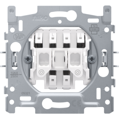 Socle pour bouton-poussoir pour volets pour commandes électroniques, 10 A/250 Vac, connexion rapide