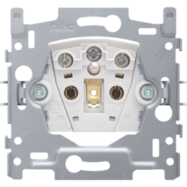 Socle pour prise de courant avec broche de terre et obturateurs de protection, profondeur d'encastrement de 21 mm, 16 A/250 Vac, bornes à vis