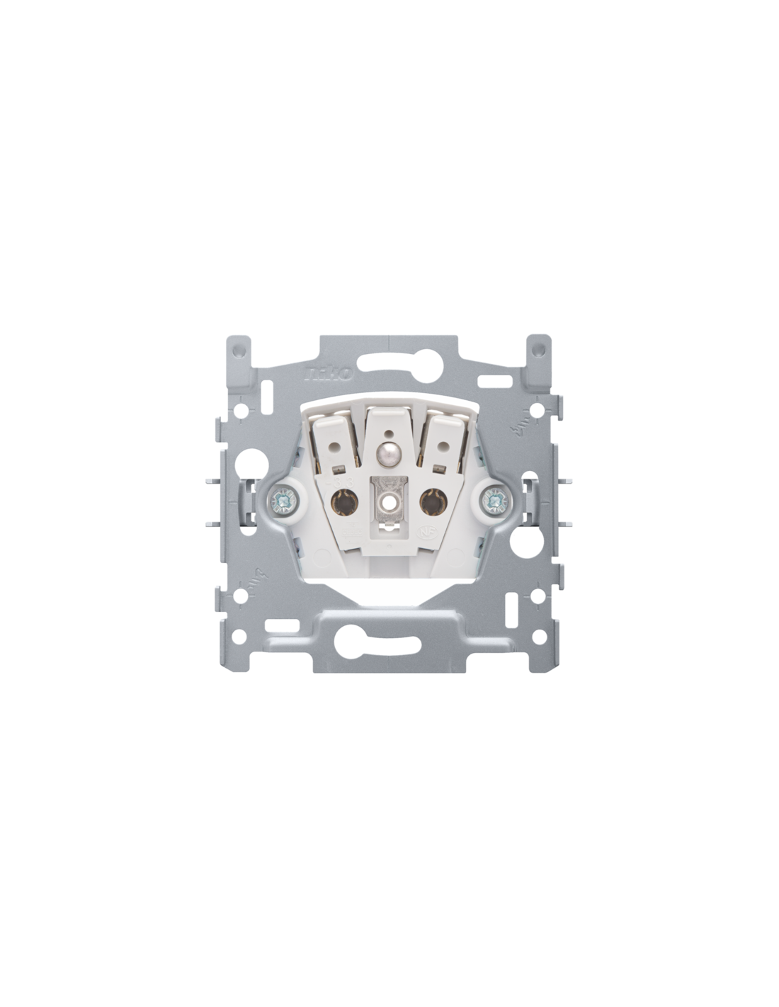 Socle pour prise de courant avec broche de terre et obturateurs de protection, profondeur d'encastrement de 21 mm, 16 A/250 Vac, connexion rapide