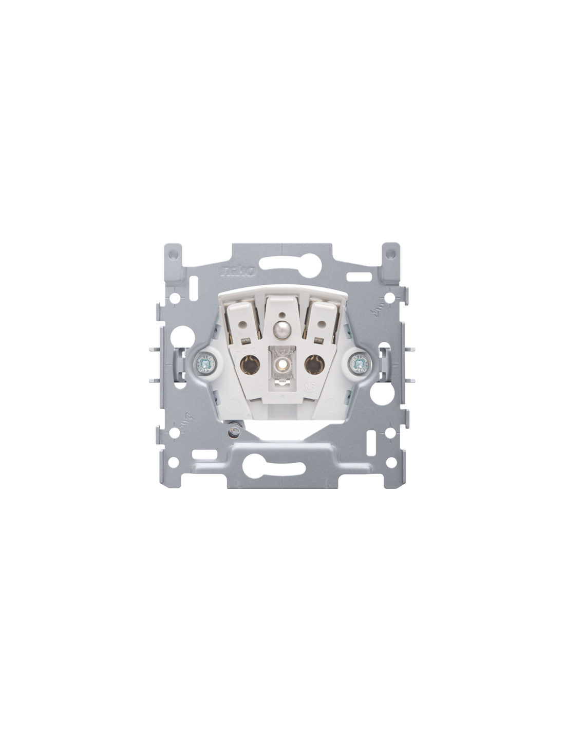 Socle pour prise de courant avec indication de la tension, broche de terre, obturateurs de protection et avec led ambre, connexion rapide