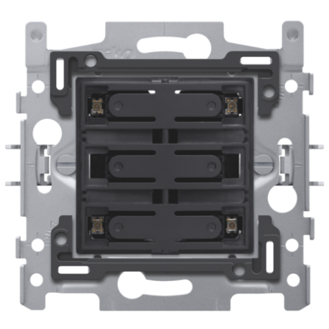 Socle pour quadruple bouton-poussoir libre de potentiel 24 V N.O. avec LEDs de couleur blanche, fixation par griffes