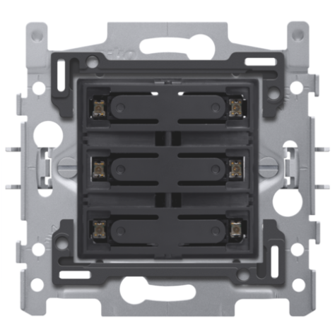 Socle pour sextuple bouton-poussoir libre de potentiel 24 V N.O. avec LED couleur ambre, fixation par griffes