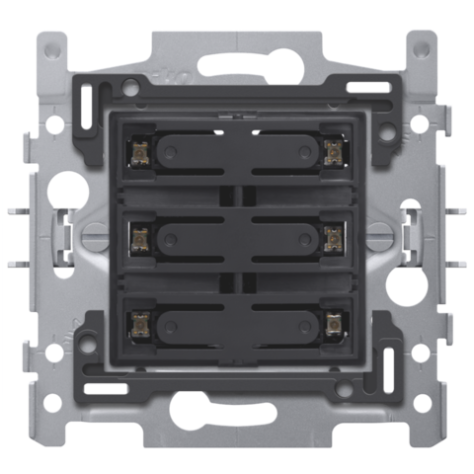 Socle pour sextuple bouton-poussoir libre de potentiel 24 V N.O. avec LEDs de couleur blanche, fixation par griffes