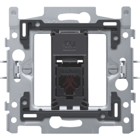 1 connexion RJ11 UTP, modèle plat, y compris cadre de montage 60 x 71 mm avec fixation par griffes