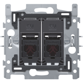 2 connexions RJ11 UTP, modèle plat, y compris cadre de montage 60 x 71 mm avec fixation par griffes