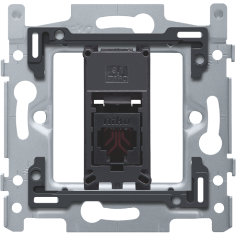 1 connexion RJ11 UTP, modèle plat, y compris cadre de montage 60 x 71 mm avec fixation par vis