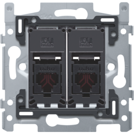 2 connexions RJ11 UTP, modèle plat, y compris cadre de montage 60 x 71 mm avec fixation par vis